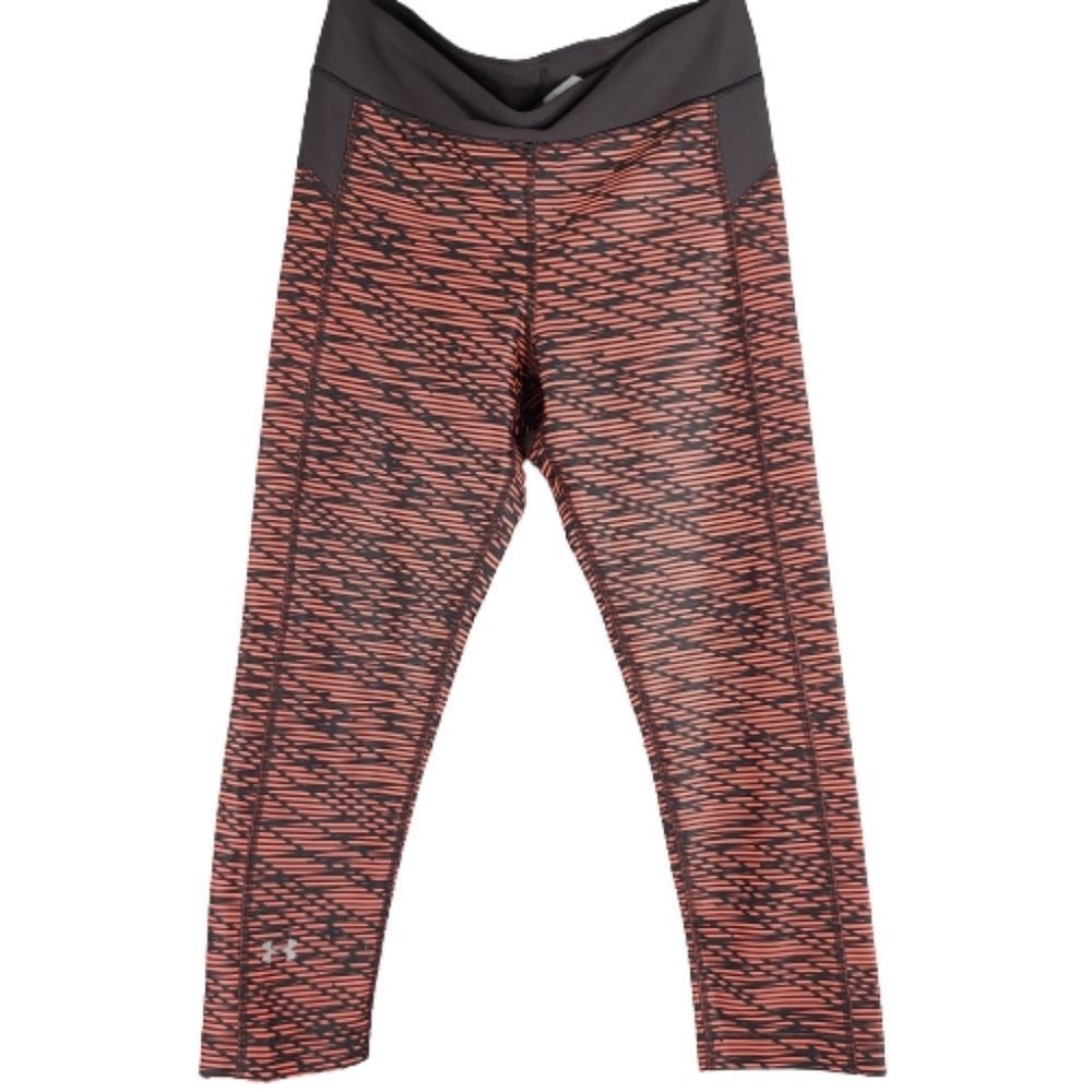 Under Armour Small Heatgear Athletic Capri Pants Orange Gray Compression